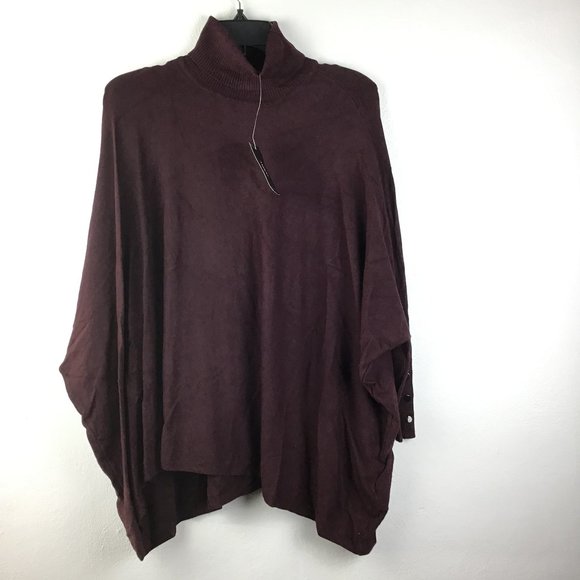 SOLD! Alfani Turtleneck Poncho Sweater Red PM - Picture 2 of 9